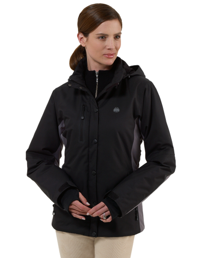 Performance ski jacket with waterproof zipper and taped seams. Interior powder skirt. Two layer polyester shell wicks moisture away to keep you warm and dry. Functional pockets with goggle chamois. Machine wash. Imported.