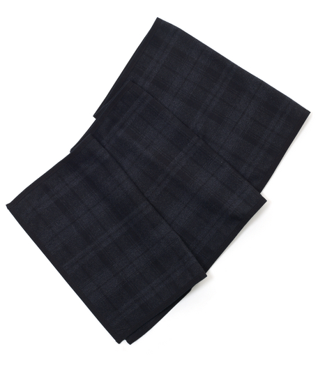 Silk and cashmere blend. Tipped in black grosgrain. 15" x 69". Dry clean. Made in Italy.