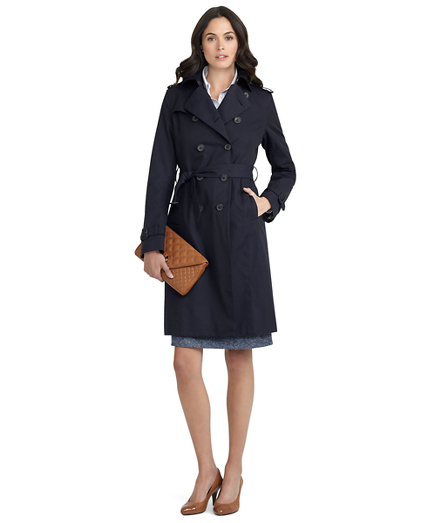 Womens Cotton Double Breasted Trench Coat Brooks Brothers