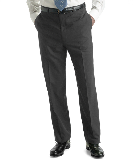 This season. Any season. The classics still apply. The BrooksEase� suit trousers. Now in 100s pure stretch wool, masterfully tailored and wrinkle-resistant. The perfect travel companion for getting back to business. Trousers have a slightly relaxed fit.