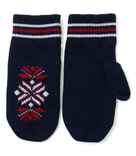 Pure Scottish cashmere in a snowflake pattern. Dry clean. Made in Scotland.