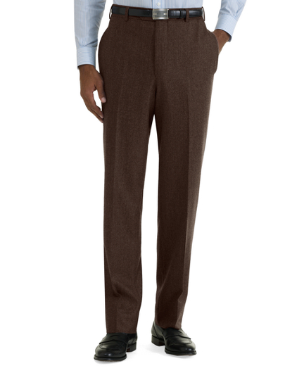 Milano Fit Plain-Front Flannel Trousers