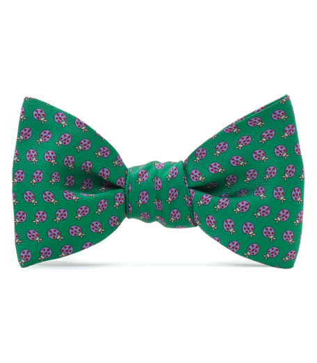 Pure silk printed in Italy. Self-tie. Dry clean. Made in the USA.