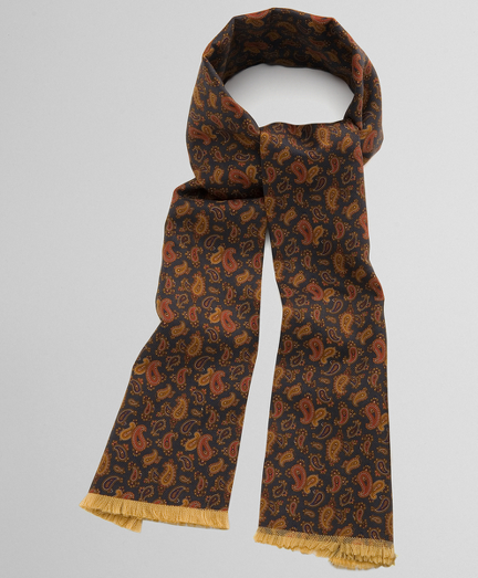 Pure silk printed in Italy.  Dry clean.  Made in the USA.