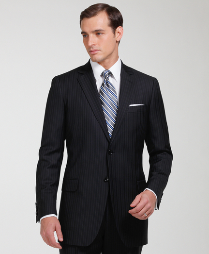 Inspired by our archives, the 1818 Fitzgerald suit is distinguished by narrow lapels, higher armholes and trimmer fitting plain-front trousers. It is truly a statement of elegance and refinement. Tailored from pure wool woven in Italy by Loro Piana�. 2-button. Center vent. Dry clean only. Made in Italy.