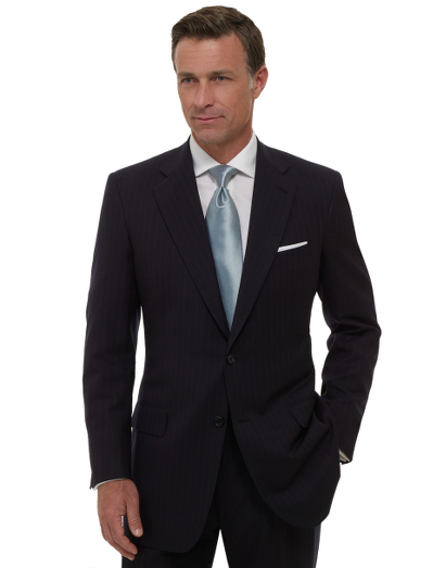 Hand-tailored in elegant wool woven Italy. Cut in our Madison fit which is favored for its relaxed fit, natural shoulders and easy fitting trousers. Fully lined. 2-button, center vent. Pleated trousers. Dry clean only. Made in the USA.
