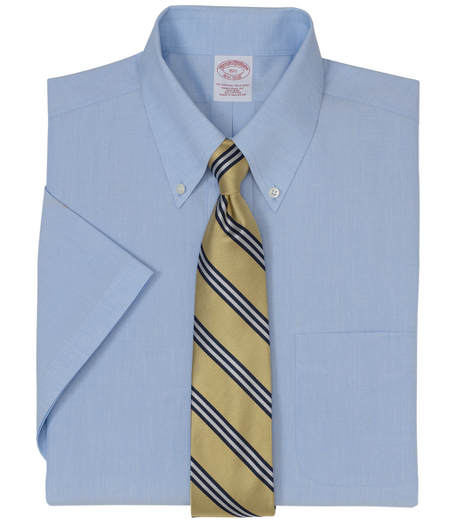 Short sleeve shirts in pure 2-ply cotton broadcloth. Treated to remain virtually wrinkle-free. Pucker-free seams. Original Polo button-down collar with center back pleat and left chest pocket. Features single-needle tailoring and superdurable cross-stitched buttons. Traditional fit. Machine wash. Imported.