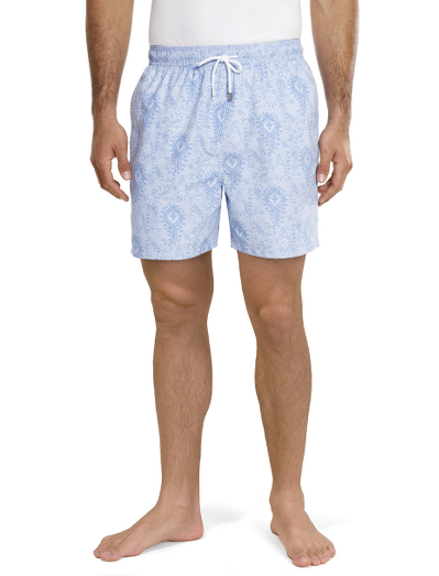 Vibrant printed nylon fabric shell from France. Mesh lining. Hidden key pocket at inside of swimsuit. Velcro back pocket for secure storage. Machine wash. Imported.