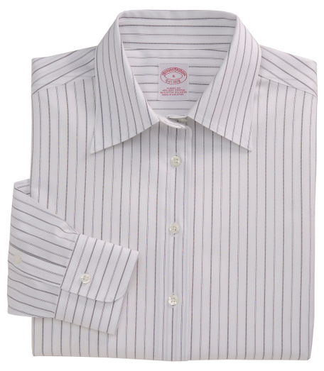 Our classic fit in pure cotton, specially treated to remain virtually wrinkle-free with a touch of  DOW XLA for stretch. French front. Pucker-free seams. Forward point collar. Shirred barrel cuffs. Center box pleat on back. Machine wash. Imported. Also available in Misses.