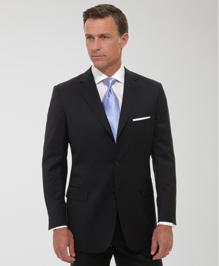 Hand-tailored in elegant wool woven Italy. Cut in our Madison fit which is favored for its relaxed fit, natural shoulders and easy fitting trousers. Fully lined. 2-button, center vent. Pleated trousers. Dry clean only. Made in the USA.