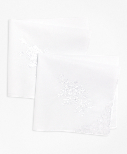 Women's White Embroidered Handkerchiefs Brooks Brothers