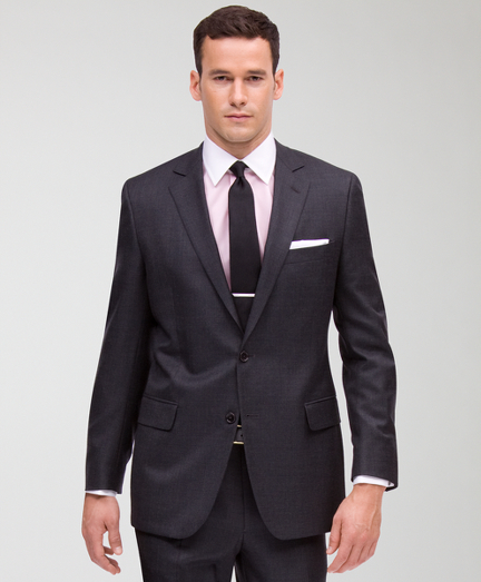 The Brooks Brothers original, tailored from elegant wool woven in Italy, favored for its relaxed fit, natural shoulders and easy fitting trousers. Fully lined. 2-button, center vent. Double-reverse pleat-front trousers. Dry clean only. Made in Italy.
