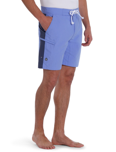 Nylon performance swim fabric. Traditional board short closure. Rubber Country Club patch. Machine wash. Imported.