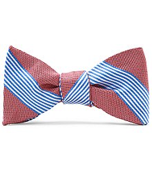 Pure silk woven in England. Dry clean. Made in the USA. Self-tie bow.
