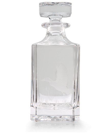 Opulent lead crystal decanter flawlessly engraved with renderings of selections from Birds of America. Made in Italy. Lead crystal products are not sold in or shipped to California.
