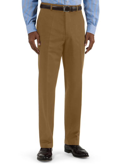 Slightly washed cavalry twill. Herringbone pocketing. Plain front, uncuffed finished hem. Machine wash. Imported.