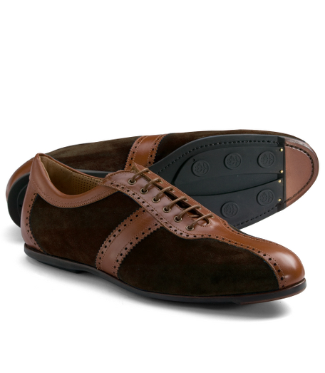 Leather and suede upper. Rubber sole. Perforated leather lining. Made in Italy.
