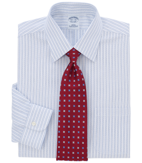 Lightweight cotton oxford. Made with pucker-free seams and treated to remain virtually wrinkle-free. Hamilton collar. Center back pleat. Signature shirring at barrel cuffs. Machine wash. Imported. Also available in Traditional fit.