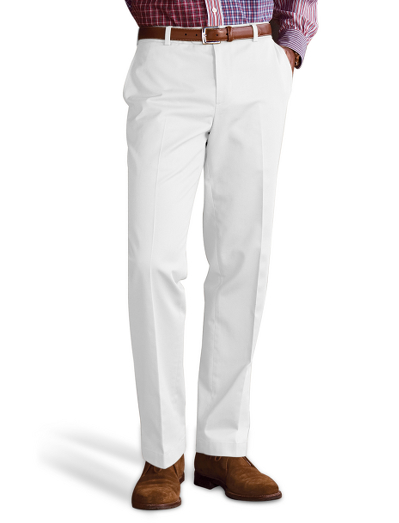 High-performance chinos in specially treated pure cotton that resists wrinkles. Enzyme-washed for superior softness. Milano fit is our slimmest fit, with low rise and plain front. European cut with center front tab closure. Finished hem. Machine wash. Imported.