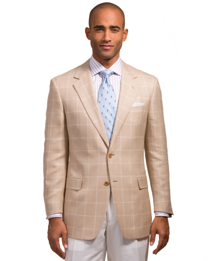 Blend of silk, linen and wool. Our Regent fit features slimmer lines and a narrower lapel. Two-button, center vent. Sport coat comes with finished sleeves. Dry clean. Imported.