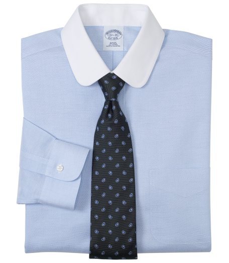 Lightweight cotton oxford. Made with pucker-free seams and treated to remain virtually wrinkle-free. White golf collar. Signature shirring at barrel cuffs. Superdurable buttons. Center back pleat. Left chest pocket. Machine wash. Imported. Also available in Traditional fit.