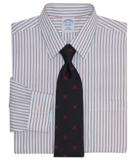 Pure cotton broadcloth made with pucker-free seams and specially treated to remain virtually wrinkle-free. Forward point collar. Signature shirring at barrel cuffs. Center back pleat. Machine wash. Imported. Also available in Traditional fit.