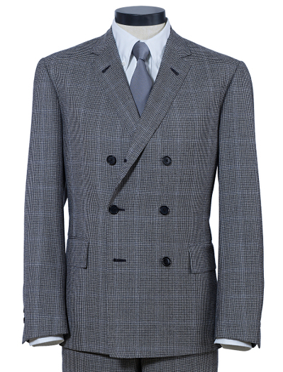 Pure wool. Double-breasted, center back vent. Genuine horn buttons. Jacket sleeves and unfinished. Signature cuff is 2-button holes. Full canvas construction. Locker loop at back neck. Jacket is lined in signature stripe lining of cotton and modal blend. Dry clean. Made in Italy.