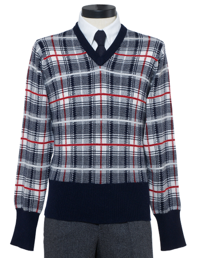 Pure Scottish cashmere. Mother-of-pearl buttons. Button cuff with grosgrain on sleeve. Locker loop at back neck. Dry clean. Made in Scotland.