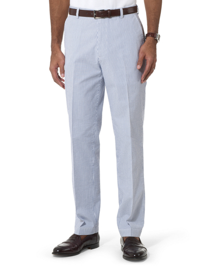 Clark Plain-Front Seersucker Pants