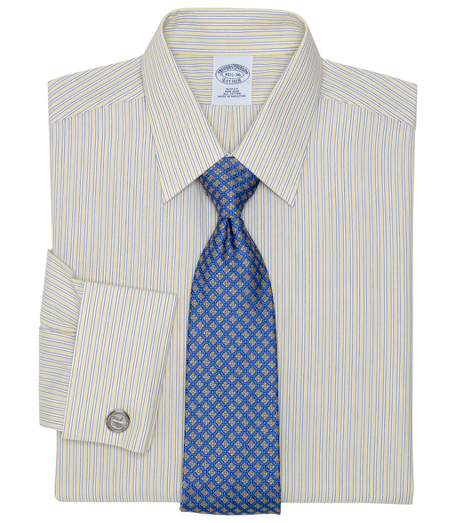 Pure cotton broadcloth made with pucker-free seams and specially treated to remain virtually wrinkle-free. Forward point collar. Signature shirring at French cuffs. Center back pleat. Machine wash. Imported. Cuff links not included. Also available in Traditional fit.