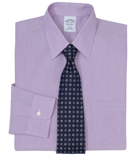 Pure cotton broadcloth made with pucker-free seams and specially treated to remain virtually wrinkle-free. Forward point collar. Signature shirring at barrel cuffs. Center back pleat. Left chest pocket. Machine wash. Imported. Also available in Traditional fit.
