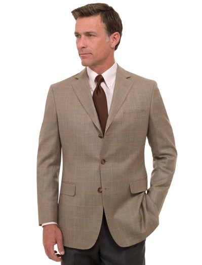 Wool and silk blend woven in Italy. Three-button, side vent. Three-eighths lined. Madison fit which is favored for its relaxed fit and natural shoulders. Sport coat comes with unfinished sleeves and unattached buttons that can be made functional. Dry clean. Made in Canada.