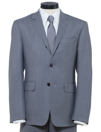 Pure super 130s wool. 3-button, double back vent. Genuine horn buttons. Jacket is darted and sleeves are unfinished. Signature cuff is 2-button holes. Full canvas construction. Locker loop at back neck. Jacket is lined in signature stripe lining of cotton and modal blend. Trousers are zip-fly and lined in 100% Bemberg signature stripe lining. Unfinished hem. Can be finished as seen or with a cuff and no break. Dry clean only. Made in the USA.
