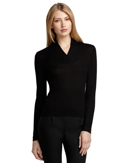 Silk/cashmere. Rib trim. Dry clean. Imported.