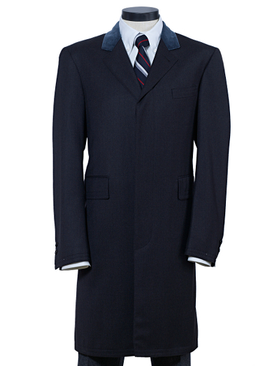 Pure wool twill. Full canvas construction. Genuine horn buttons. Cotton velvet top collar. Locker loop at back neck. Signature stripe Bemberg lining. Coat is shipped ready to be altered with cut button holes. Dry clean. Made in Italy.