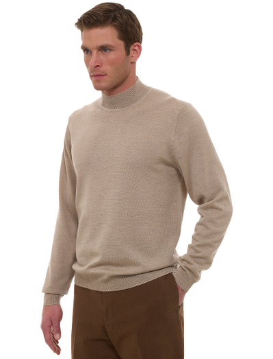 Extrafine Italian merino. Blended Lycra� for shape retention and a perfect fit. New mockneck body. Fully fashioned. Dry clean. Imported.