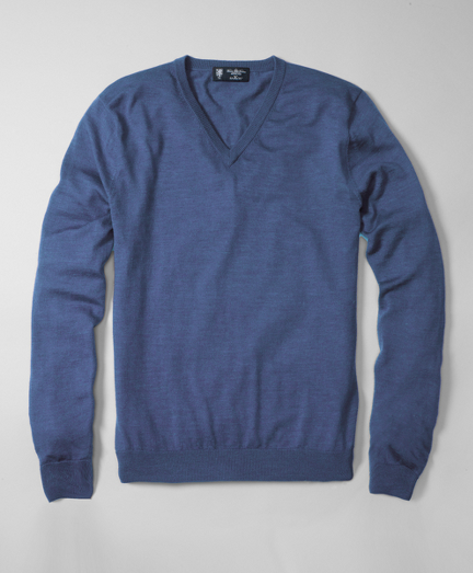 Knitted from pure Saxxon wool which is renowned for it's unsurpassed softness, natural stretch. It is extremely lightweight with a cashmere touch. Fully fashioned. Dry clean. Imported.