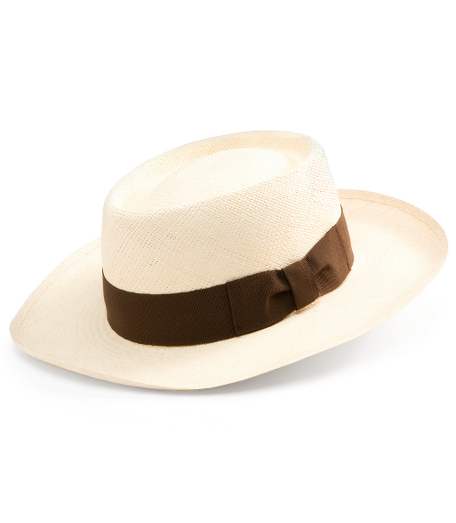Straw hat with brown cotton band.  Made in Italy.
