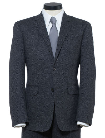Pure wool.  3-button, double back vent. Genuine horn buttons. Jacket sleeves are unfinished. Signature cuff is 2-button holes. Full canvas construction. Locker loop at back neck. Jacket is lined in signature stripe lining of cotton and modal blend. Dry clean. Made in the USA.