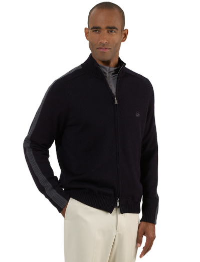 Wool blend lined with a breathable fabric that helps to resist against wind and rain. Fabric also has stretch for extra comfort. Rib stitching helps to increase range of motion. Country Club logo zipper pull and subtle branding embroidery. 2-way zipper pull. Contrast details for added style. Dry clean. Imported.