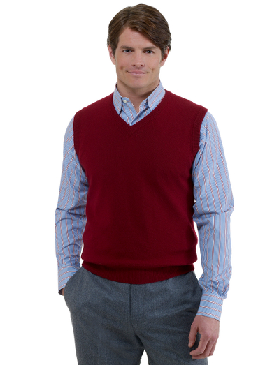 Pure cashmere spun and dyed in Scottland. Knitted at one of the oldest Scottish knitters in existence. Sweaters are washed in water from the River Tweed for added softness. Each sweater is hand-finished. Classic vest body, fully fashioned. Hand wash or dry clean. Imported.