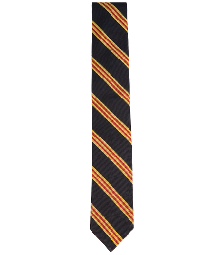 Silk and cotton from Italy. 2 1/4" width. Grosgrain trim at neck. Made in the USA.