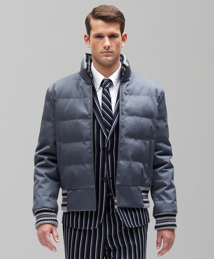 Pure cotton. Cupro, cotton and polyester signature stripe lining. Zipper closure. Dry clean. Made in Italy.