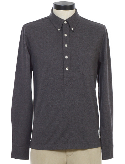 Pure cotton polo. Grosgrain on side hem vents. Mother-of-pearl buttons. Machine wash. Imported.