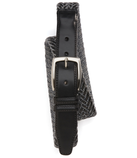 Calfskin braid with cotton weave. Brass hardware. 1 1/2" width. Made in Italy.