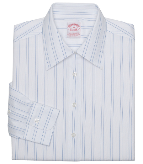 Classic fit. Our fuller, traditional silhouette woven in cotton specially treated to remain virtually wrinkle-free, with a touch of  DOW XLA for stretch.  French front. Pucker-free seams. Forward point collar. Shirred barrel cuffs. Center box pleat on back. Machine wash. Imported.