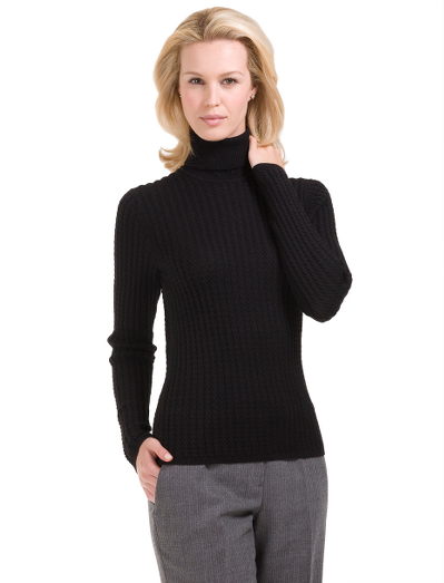 Merino Silk Cashmere Cable Turtleneck