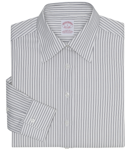 Classic fit. Our fuller, traditional silhouette woven in cotton specially treated to remain virtually wrinkle-free, with a touch of  DOW XLA for stretch.  French front.  Pucker-free seams. Forward point collar.  Shirred barrel cuffs. Center box pleat on back.  Machine wash.  Imported.