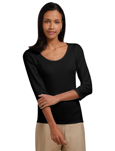 Three-Quarter Scoop Neck Knit