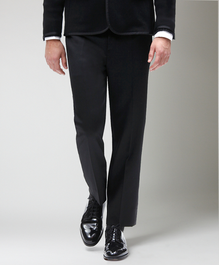 Pure wool twill. 100% Bemberg signature stripe lining. Silk faille down side seam. Button fly. Genuine horn buttons. Unfinished hem. Can be finished as seen or with a cuff and no break.  Dry clean only. Made in the USA.